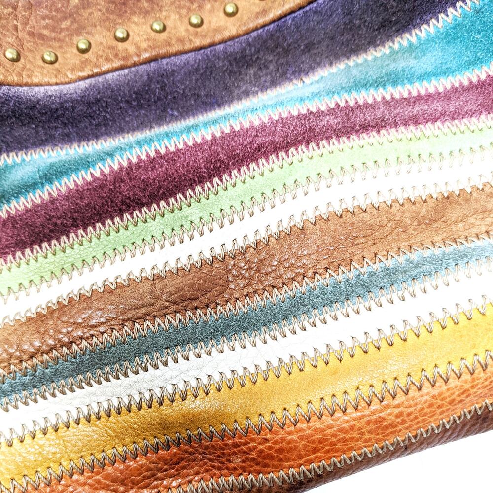 Fossil Vintage Womens Shoulder Bag Purse Leather Rainbow Multicolor Studded Y2K - Picture 6 of 10